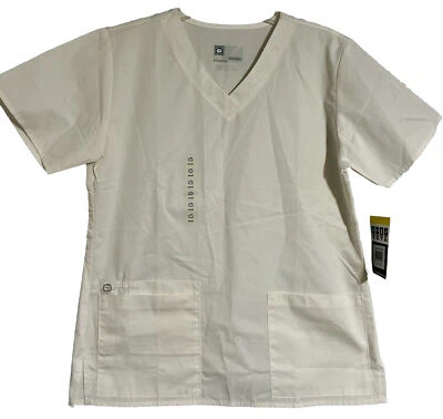 NWT WonderWink Unisex Scrub Top Size Small - White - Image 1 of 3