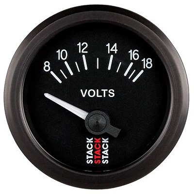 Stack Electrical Voltage Battery Voltmeter Gauge -Black Dial Face- Shows 18-18V - Image 1 of 1
