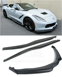 Z06 Style Side Skirts Panels W/ Front Lip Side Splitters For 14-19 Corvette C7 - Picture 1 of 12