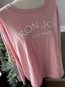 Ron Jon Surf Shop Women’s Size L Cropped T-Shirt L/S Crop Top Pink Check - Picture 1 of 7