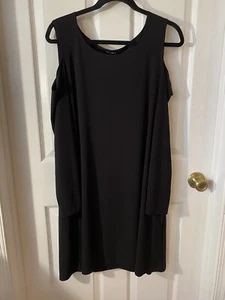 NiK & Nash Womens Sz XL Cold Shoulder Long Sleeve Dress Solid Black Stretch - Picture 1 of 5