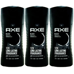 Axe Duschgel BLACK 3 x 400ml 12H Duft für Körper Gesicht & Haar Birne Zedernholz - Bild 1 von 1