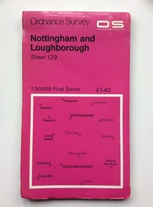 Vintage Ordnance Vermessung Blattkarte Nr. 129 Nottingham & Loughborough - Bild 1 von 2