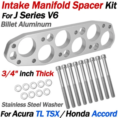 For Acura TL TSX Honda Accord J Series V6 Billet Intake Manifold Spacer Kit 3/4" - Image 1 of 4