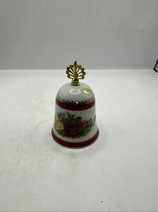 Vintage Bell Proclain White Red Rose Motif Red band on bottom and top w/gold - Picture 1 of 4