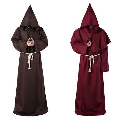 Costumi Cosplay Abiti Da Prete Medievali Halloween Strega Mago Mantello • 26.83€
