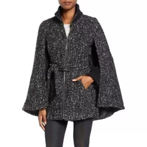 Manteau cape ceinturé bouclé laine tweed tweed Laundry by Shelli Segal taille M neuf avec étiquette - Photo 1 sur 16