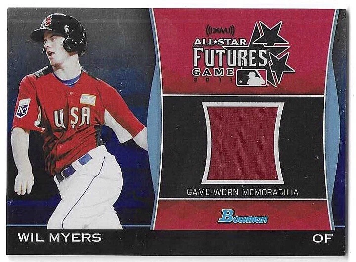 2011 BOWMAN WIL MYERS XM ALL-STAR FUTURES GAME-WORN JERSEY RELIC #FGR-WM 172/199 - Image 1 of 2