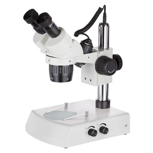 AmScope 10-30X Super Widefield Pillar Stand Stereo Microscope w 2 Halogen Lights - Picture 1 of 5