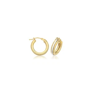 9ct Mixed Gold Hinged Hoop Earrings 375 Hallmarked 10mm - 20mm Diameter - Picture 1 of 4