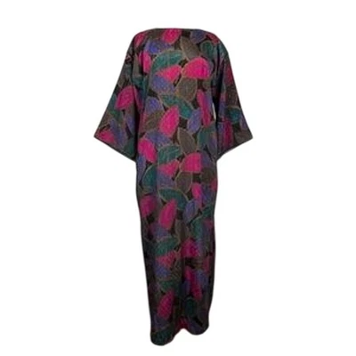 Vintage Mary McFadden Iconic Caftan Dress Small Floral Jacquard Kimono Sleeve - Image 1 of 4