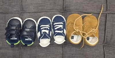 Лот из 3 младенца мальчика туфли 3-6 месяцев 6-12 месяцев кроссовки замши темно-Janie Jack - Изображение 1 из 4