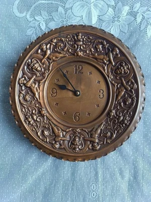 Selva Wall Clock Baroque Cherub Bronze Effect Ø30cm Handmade 2000 Working - Image 1 of 4