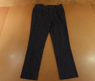 Nuevos pantalones de vestir plisados delanteros calce ajustado negros a rayas talla 34 x 32 de ASOS para hombre Foto 1 de 4