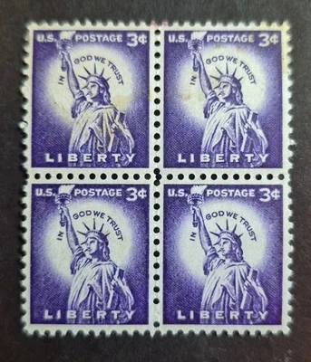 1954 US Stamp Scott #1035-3 Cent Statue of Liberty - Block of 4  MNH - Image 1 of 2