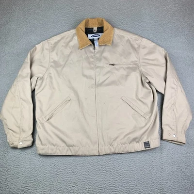 Vintage Old Navy Detroit Style Mechanic Jacket Mens XL Khaki Corduroy Collar - Image 1 of 4
