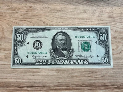 1969 Série D $50 dólar nota da Reserva Federal de Cleveland em perfeito estado! Não circulado - Imagem 1 de 4
