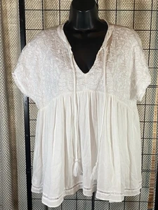 Top boho blanco bordado talla grande J. Marie The Dani para mujer - Imagen 1 de 4