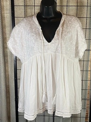 J. Marie Women's The Dani Top Boho White Embroidered Size Large Foto 1 de 4