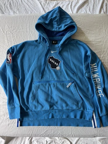 RARE COLORWAY Milwaukee Bucks Nike Hoodie Pullover Mens XL NBA State Logo Cover