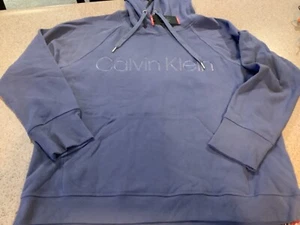 Men's Calvin Klein Pullover Hoodie Spellout Sweatshirt Blue NWT Size XL $69.00 - Picture 1 of 4