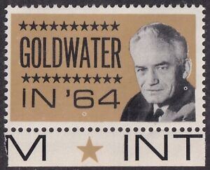 Estampilla de póster 1964 de Barry Goldwater para presidente montada sin montar o nunca montada