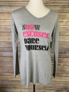 Head Womens Small NWT Long Sleeve Shirt Gray Graphic V Neck Slim Fit Activewear - Picture 1 of 9