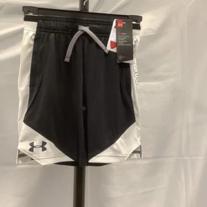 Under Armour Boys Stunt 2.0 Shorts Black Colorblock Drawstring Pockets YXS New - Picture 1 of 6