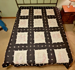 Hand Embroidered Story of Jesus Tie Quilt 95x76