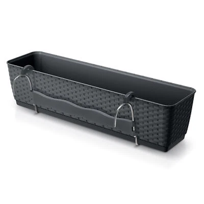 Geländer Blumen Kasten m. Halterung - 50 x 15 cm - Kunststoff Balkon Pflanz Topf - Bild 1 von 4