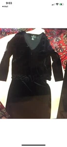 Women's BLACK VELOUR 2 PIECE CAROL LITTLE EVENING/ COCKTAIL DRESS SIZE 10 - Picture 1 of 9