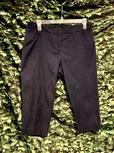 Talbots Petites Signature Capri Pants Navy Blue Cropped Button Cuff Womens 16P - Picture 1 of 5