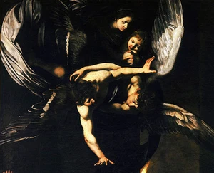 Caravaggio - Opere Di Misericordia Madonna Bambino E Angeli Vintage Stampa - Picture 1 of 1