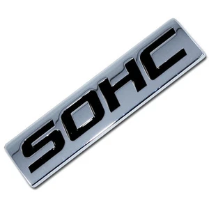 CHROME/BLACK METAL SOHC ENGINE RACE MOTOR SWAP EMBLEM BADGE FOR TRUNK HOOD DOOR - Picture 1 of 1