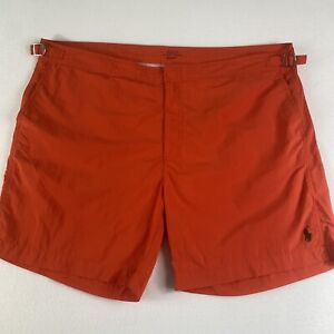 Polo Ralph Lauren Men's Size 42 Rafting Trunks Nylon Orange Mesh Lined 6.5" Swim