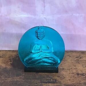Blue Round Buddha Candle Holder Zen Tealight Holder 10cm Decorative Plastic