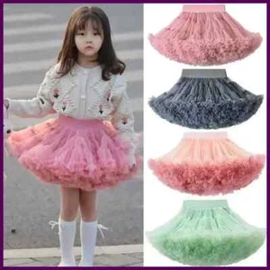 Gonna in pizzo 1-8T bambina soffice chiffon sottogonna tinta unita tutù gonne ragazza - Foto 1 di 38