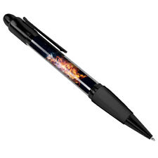 Flaming American Football Black Ballpoint Pen Sports Fire Fun Gift #16497
