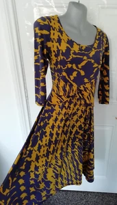 Ingenue Damen Gr. 10 (38) Marineblau Senf Stretchig Twist Detail Kleid - Bild 1 von 9