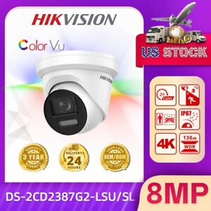Hikvision 4K colorvu turret ip Camera 8MP DS-2CD2387G2-LSU/SL 2.8mm 2 Way Audio