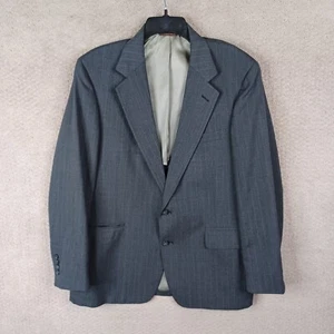 Cricketeer Jacket Mens 43R Gray Striped Blazer Wool Two Button Union USA - Picture 1 of 11