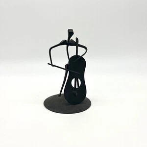 Vintage Nail Metal Cellist Sculpture Abstract Art Made In Spain Music Decor - Picture 1 of 8