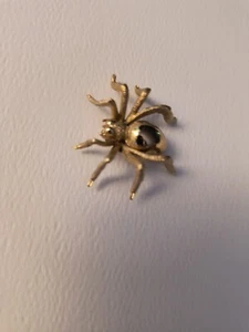 Monet Gold Plated Spider Pin Broch 1 3/4 Inch - Picture 1 of 8