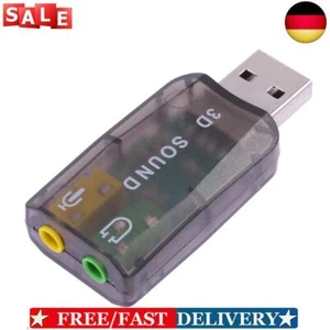 USB Sound Card 5.1 CH 3D Audio Adapter for Desktop Laptop Notebook Computer - Afbeelding 1 van 8