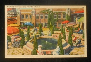 1940 The Patio Traymore Hotel Fountain Atlantic City NJ Atlantic Co Postkarte - Bild 1 von 1