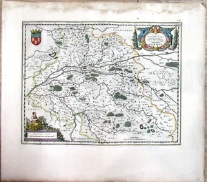 TOURAINE FRANCE  1650 W. BLAEU  HAND COLORED MAP - Picture 1 of 4