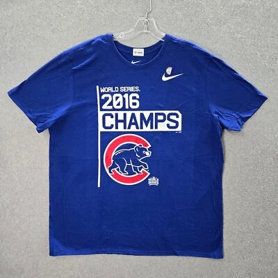 Camiseta gráfica de los Chicago Cubs para hombre 2XL azul con logotipo Nike World Series Champs Foto 1 de 4
