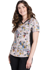 Mickey Minnie Mouse Cherokee Scrubs Disney Tooniforms V Neck Top TF783 MKVN - Picture 1 of 3