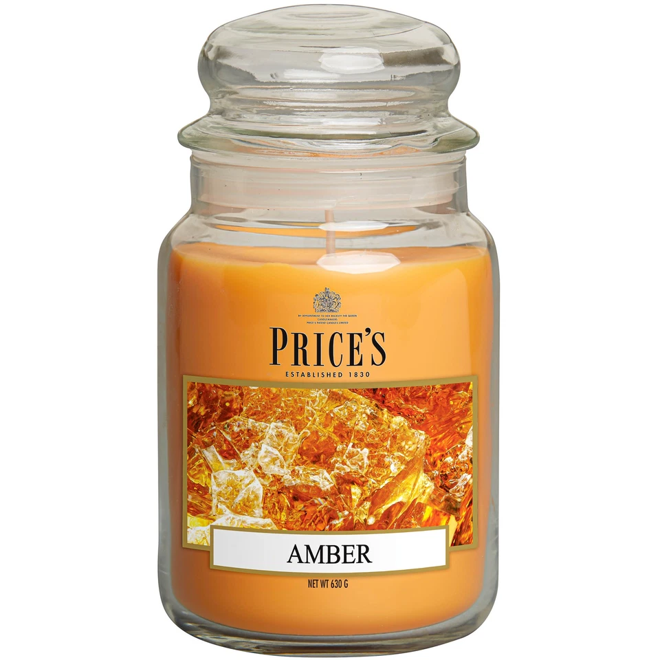 Price's Candles Large Glass Jar Amber 150 Hours Burn Time Prices Candles — 第 1/1 张图片