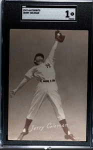 1947-66 Exhibits Set-Break Jerry Coleman SGC 1 PR War Hero Padres Yankees Legend - Bild 1 von 2